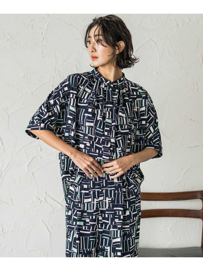 Rakuten - 【SALE／50%OFF】幾何柄ブラウス≪洗濯機で洗える≫ la.f... ラ・エフ トップス シャツ・ブラウス ホワイト ネイビー【RBA_E】【送料無料】[Rakuten Fashion]