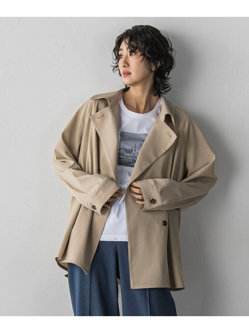 Rakuten - 【SALE／10%OFF】【大きいサイズ】シャンブレーショートトレンチ la.f... ラ・エフ ジャケット・アウター テーラードジャケット・ブレザー ネイビー ベージュ【RBA_E】【送料無料】[Rakuten Fashion]