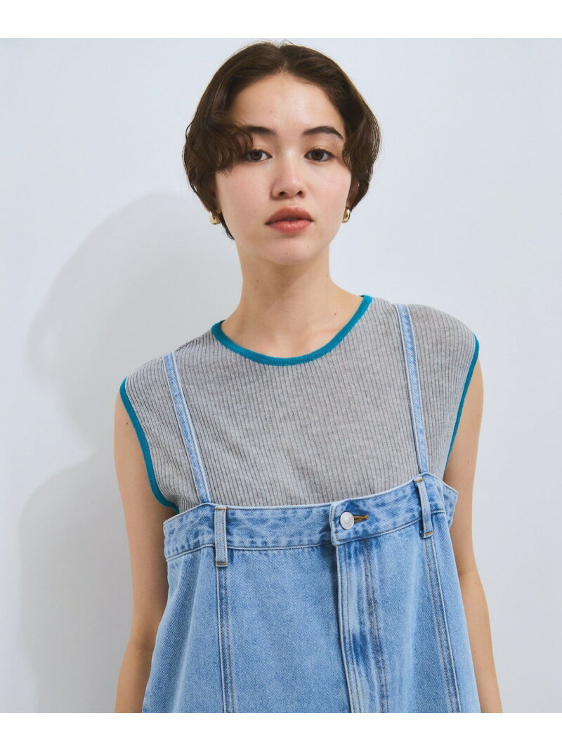 【SALE／40%OFF】麻タッチ配色ニットノースリトップス≪手洗い可能≫ VICKY ビッキー トップス ニット ホワイト ブラウン【RBA_E】[Rakuten Fashion]