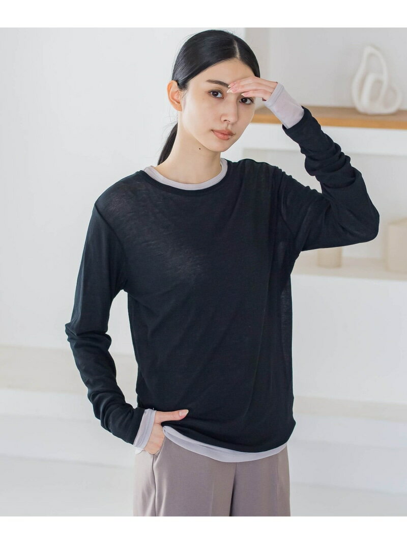 Rakuten - 【SALE／50%OFF】【カタログ掲載】シアーストレッチフライスカットソー≪洗濯機で洗える≫ la.f... ラ・エフ トップス カットソー・Tシャツ ベージュ ホワイト ブラック ブルー【RBA_E】【送料無料】[Rakuten Fashion]