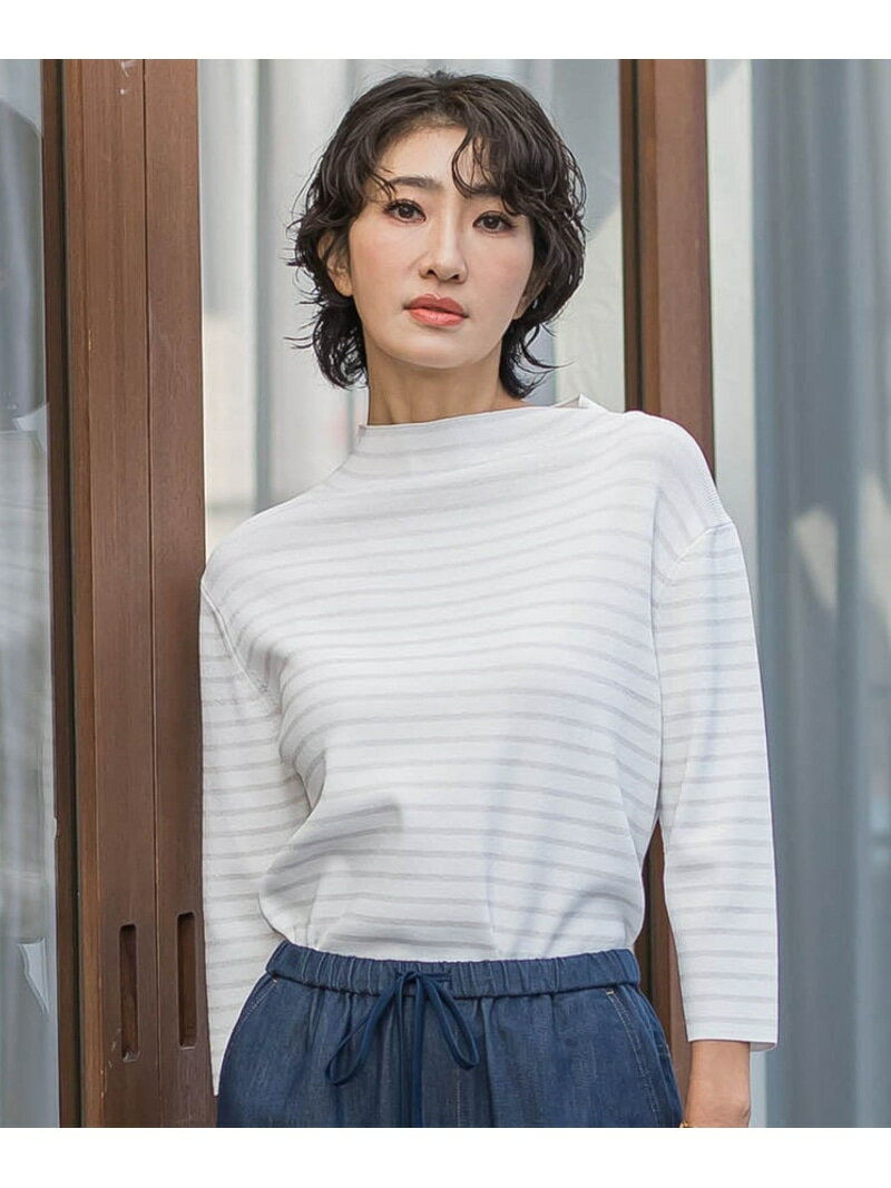 【大きいサイズ】モックネックニット la.f... ラ・エフ トップス ニット ホワイト ブラック【送料無料】[Rakuten Fashion]