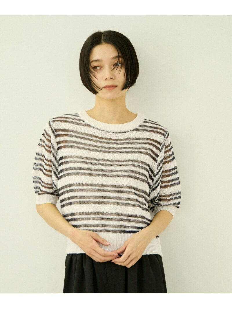 シアーボーダーニット VICKY ビッキー トップス ニット ブラック ホワイト【送料無料】[Rakuten Fashion]