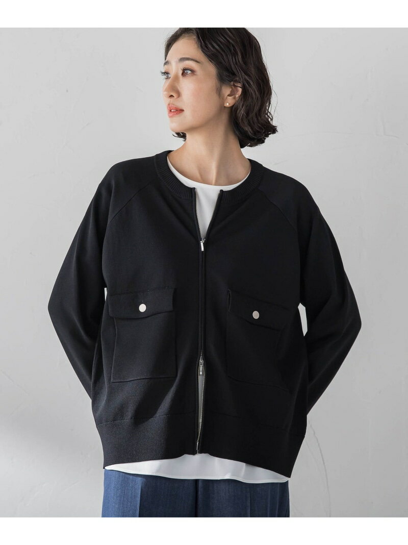 ダブルジップブルゾンニット la.f... ラ・エフ トップス ニット ブラック【送料無料】[Rakuten Fashion]