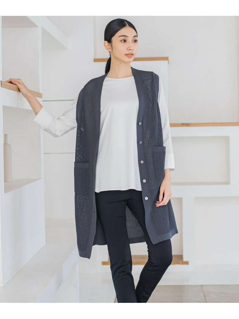 Rakuten - 【SALE／50%OFF】【大きいサイズ】シアトルメッシュニットジレ≪手洗い可能≫ la.f... ラ・エフ トップス ニット グレー ブラック【RBA_E】【送料無料】[Rakuten Fashion]