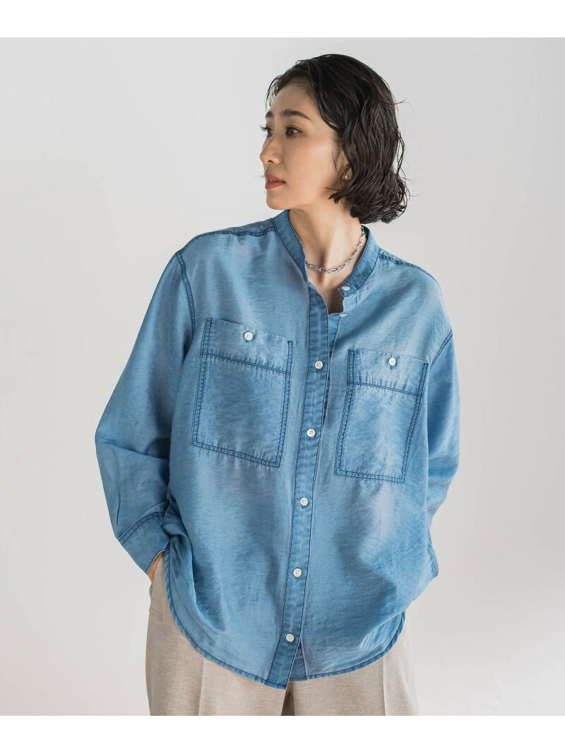 シアーデニムシャツ la.f... ラ・エフ トップス シャツ・ブラウス ネイビー ブルー【送料無料】[Rakuten Fashion]