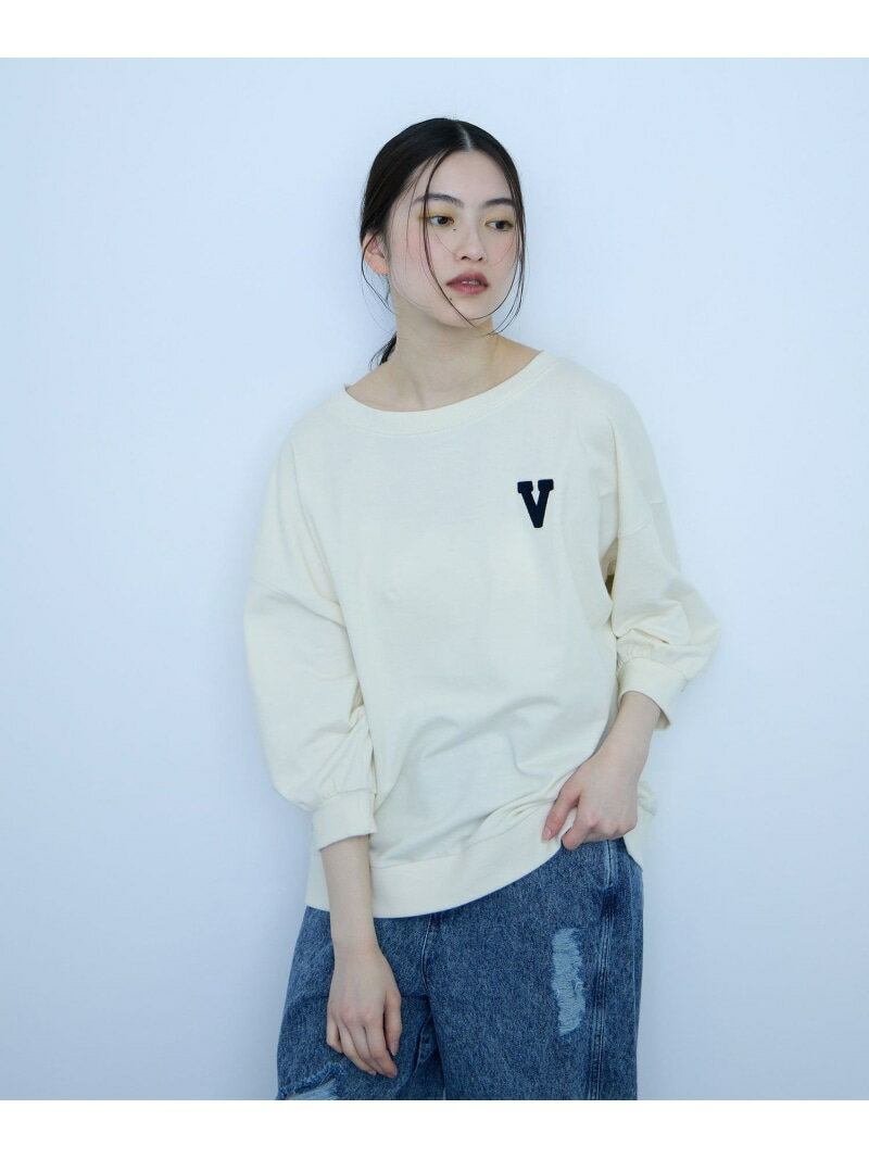 【SALE／10%OFF】【大人の抜け感】ワッペンマルチネックスウェット VICKY ビッキー トップス カットソー・Tシャツ ホワイト ブルー ネイビー【RBA_E】【送料無料】[Rakuten Fashion]