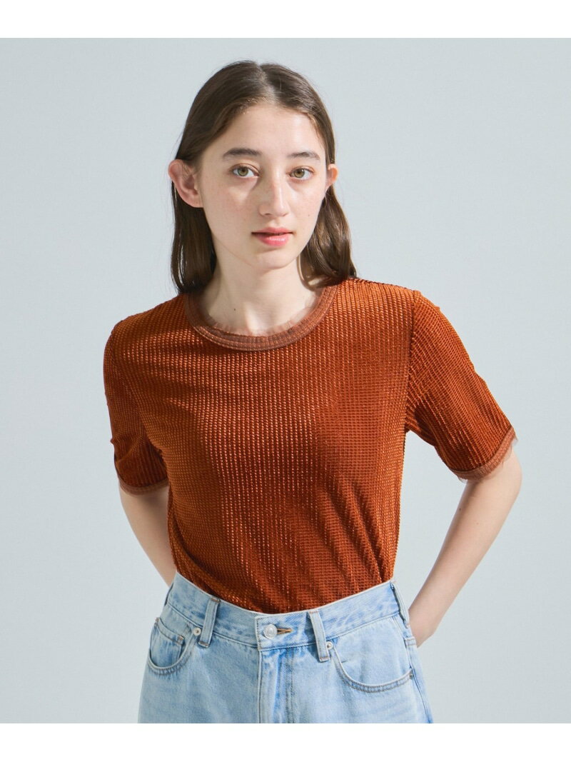 ミニドビーベロアTシャツ≪手洗い可能≫ ketty ケティ トップス カットソー・Tシャツ オレンジ ブルー ホワイト