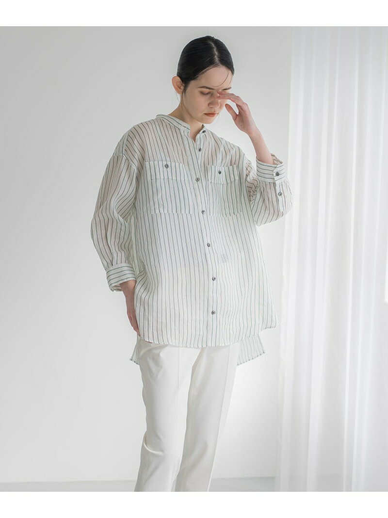 【SALE／50%OFF】【大きいサイズ】バンドカラーラミーブラウス≪手洗い可能≫ la.f... 