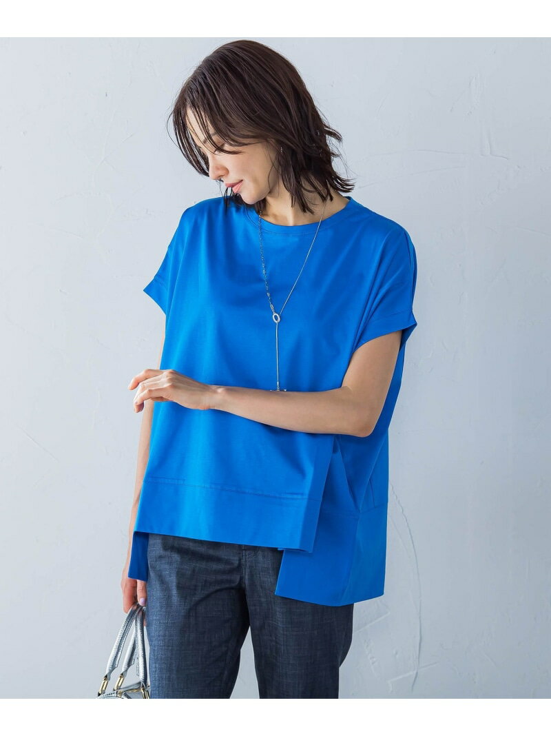 ラウンドヘムフライスカットソー≪手洗い可能≫ LAUTREAMONT ロートレアモン トップス カットソー・Tシャツ ブラウン グレー ブラック グリーン ホワイト ブルー オレンジ