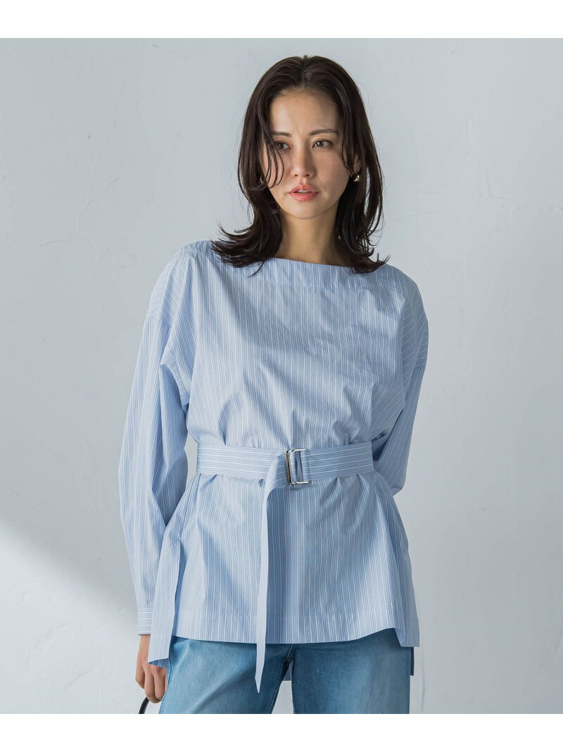 ボートネックコットンポプリンストライプブラウス LAUTREAMONT ロートレアモン トップス シャツ・ブラウス ブルー ピンク グリーン【送料無料】[Rakuten Fashion]