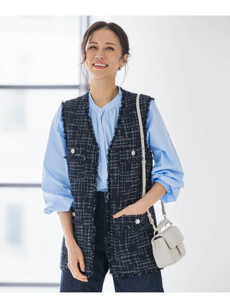 Kimono/Blankets Cottons - LUSTROツイードジレ LAUTREAMONT ロートレアモン ジャケット・アウター ダウンジャケット・ダウンベスト ネイビー ホワイト【送料無料】[Rakuten Fashion]