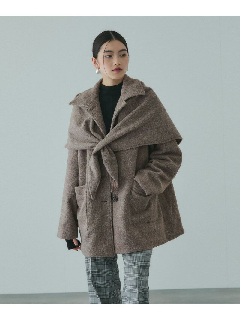 ショール付きスライバーニットコート VICKY ビッキー ジャケット・アウター テーラードジャケット・ブレザー ベージュ ブラウン【送料無料】[Rakuten Fashion]