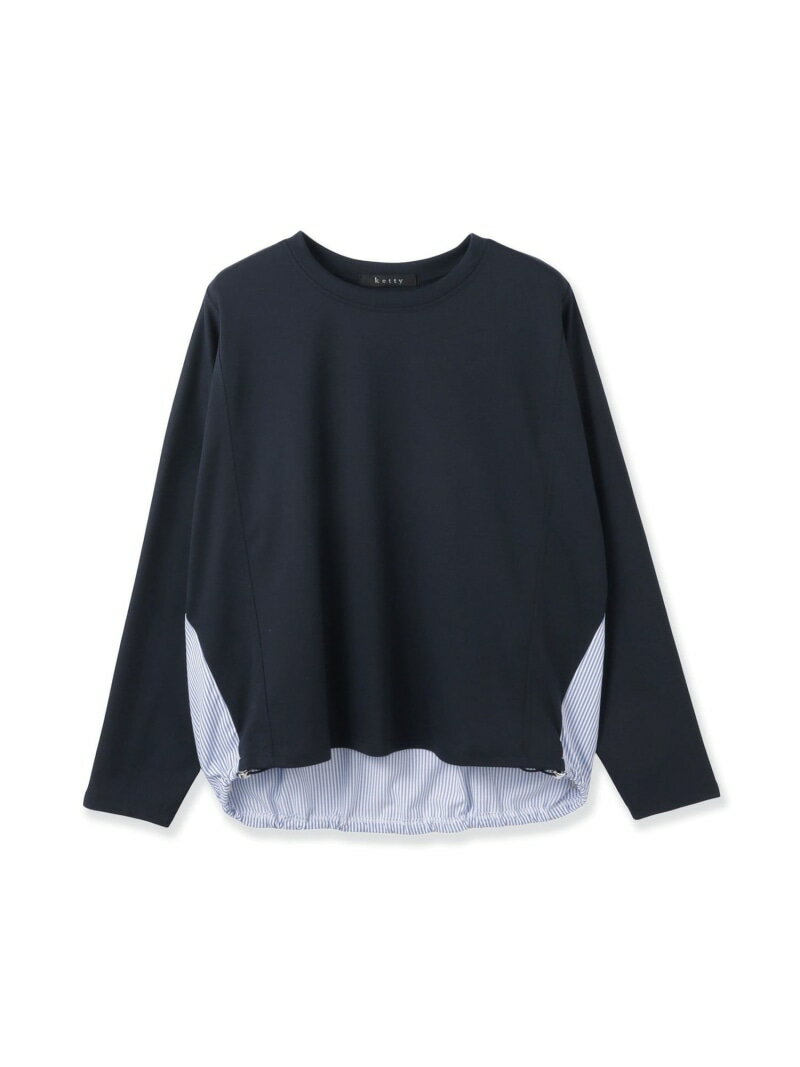 ポンチローマ異素材バックテールカットソー ketty ケティ トップス カットソー・Tシャツ ネイビー ホワイト
