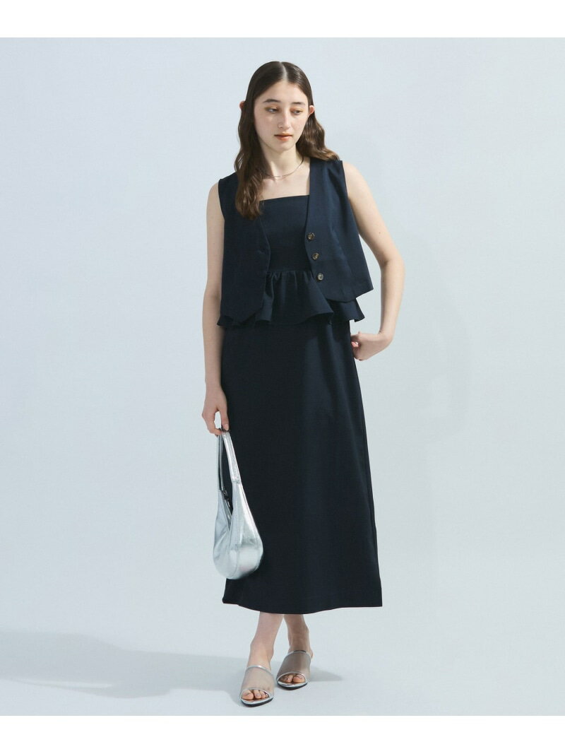 【SALE／50%OFF】麻調ライトツイルアンサンブル≪手洗い可能≫ ketty ケティ ワンピース・ドレス ワンピース ネイビー ベージュ【RBA_E】【送料無料】[Rakuten Fashion]