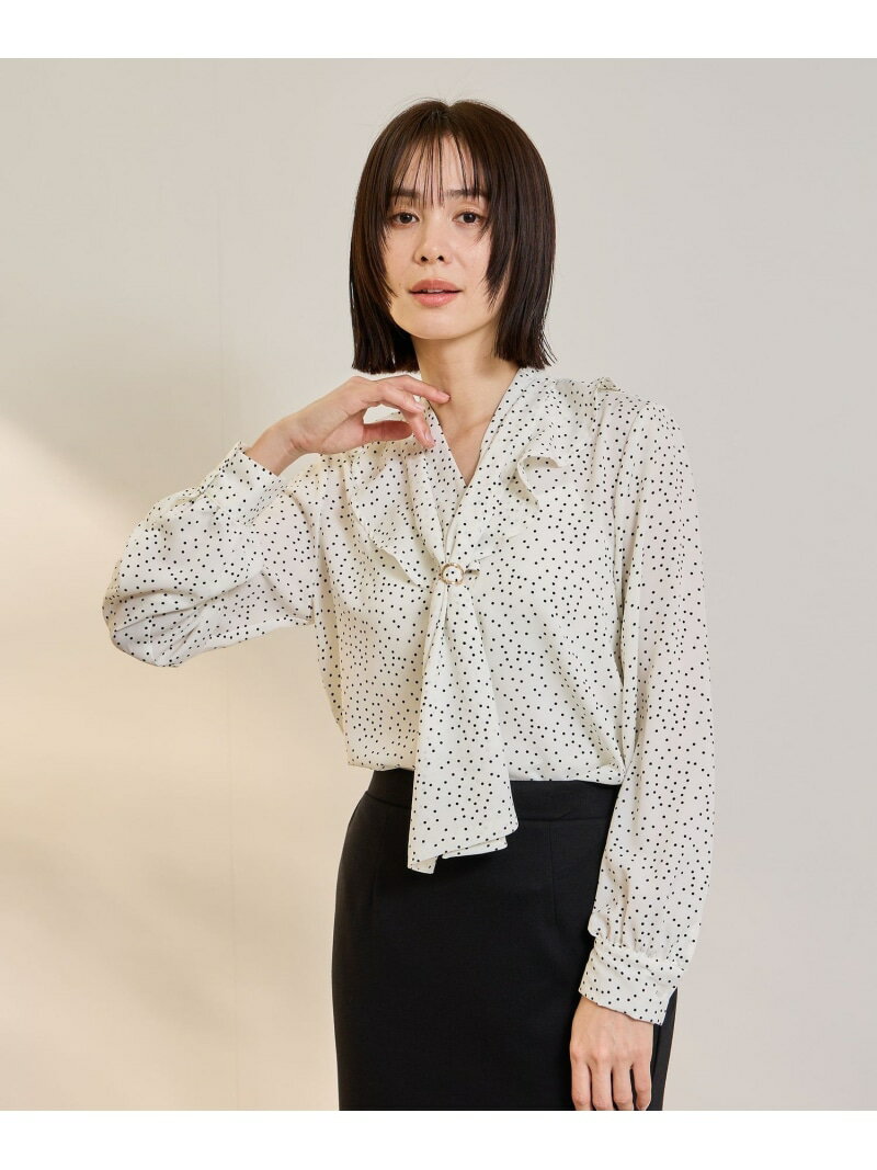 デシンVネックフリルドットボウタイブラウス ketty ケティ トップス シャツ・ブラウス ホワイト ブラック【送料無料】[Rakuten Fashion]