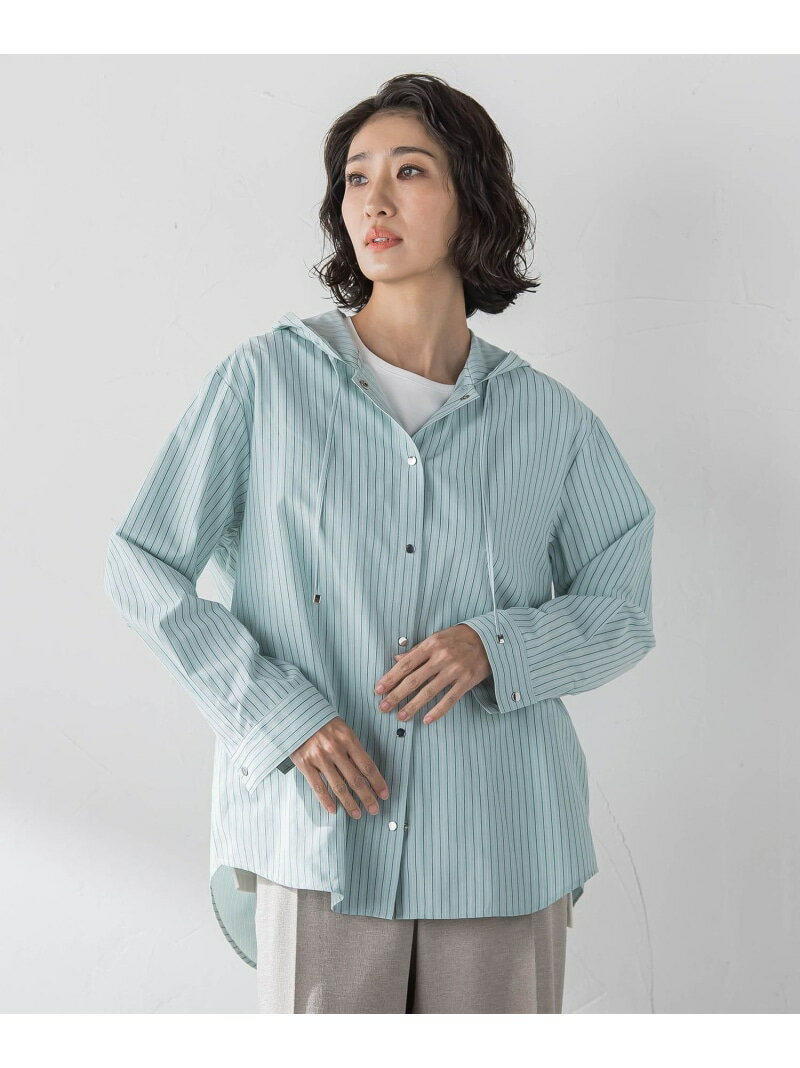 Rakuten - 【SALE／10%OFF】ドビーストライプフードシャツ la.f... ラ・エフ トップス シャツ・ブラウス グリーン ホワイト【RBA_E】【送料無料】[Rakuten Fashion]