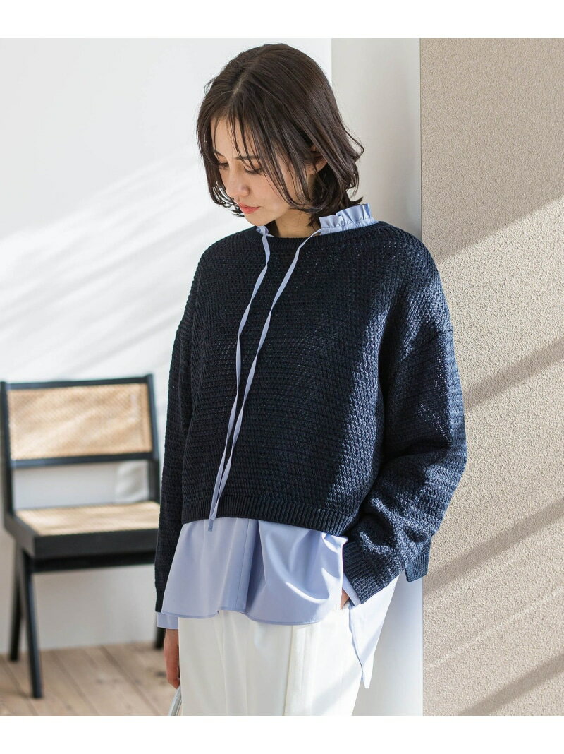【SALE／30%OFF】ドライタッチバスケット編みニット≪手洗い可能≫ LAUTREAMONT ロートレアモン トップス ニット ネイビー イエロー ホワイト【RBA_E】【送料無料】[Rakuten Fashion] 2