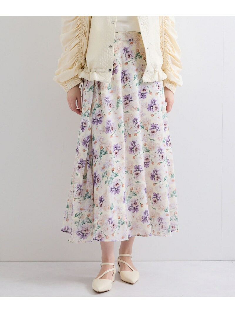 【SALE／50%OFF】フラワーシアーサーキュラースカート≪洗濯機で洗える≫ QUEENS COURT クイーンズコート スカート その他のスカート ピンク パープル ネイビー【RBA_E】【送料無料】[Rakuten Fashion]