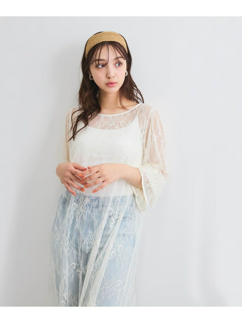 【SALE／50%OFF】シアーストレッチレースワンピース≪洗濯機で洗える≫ QUEENS COURT クイーンズコート ワンピース・ドレス ワンピース ホワイト ブラック【RBA_E】【送料無料】[Rakuten Fashion]