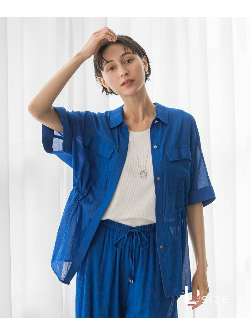 Rakuten - 【大きいサイズ】リネンライクシアーボイルシャツ la.f... ラ・エフ トップス シャツ・ブラウス ブラック ブルー ブラウン【送料無料】[Rakuten Fashion]