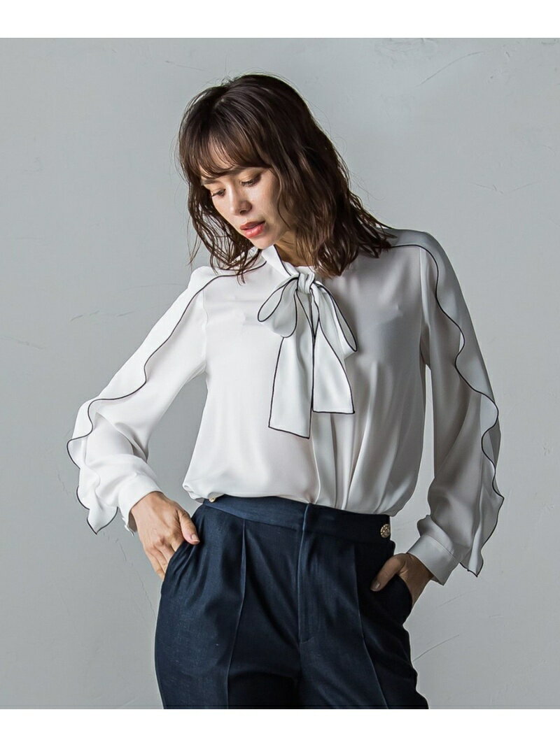 【SALE／40%OFF】バックサテンボウタイブラウス≪洗濯機で洗える≫ Viaggio Blu ビアッジョブルー トップス シャツ・ブラウス ホワイト ブラウン【RBA_E】【送料無料】[Rakuten Fashion]