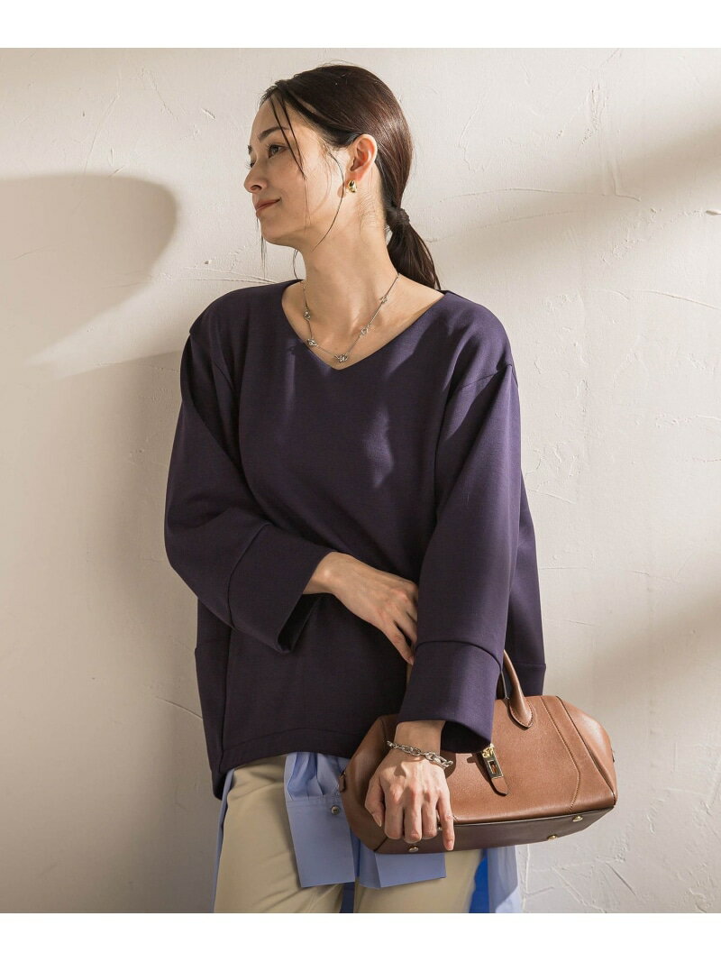 【WEB限定】《暖色美》裏起毛Vネックトップス≪手洗い≫ LAUTREAMONT ロートレアモン トップス カットソー・Tシャツ パープル ネイビー グリーン ブラウン ベージュ オレンジ【送料無料】[Rakuten Fashion]