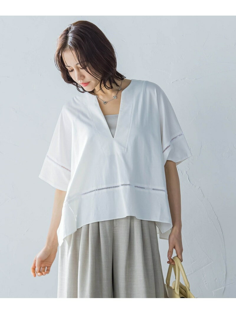 【SALE／30%OFF】ポンチョシルエットキーホールカットソー≪洗濯機で洗える≫ LAUTREAMONT ロートレアモン トップス カットソー・Tシャツ ホワイト カーキグリーン【RBA_E】【送料無料】[Rakuten Fashion]