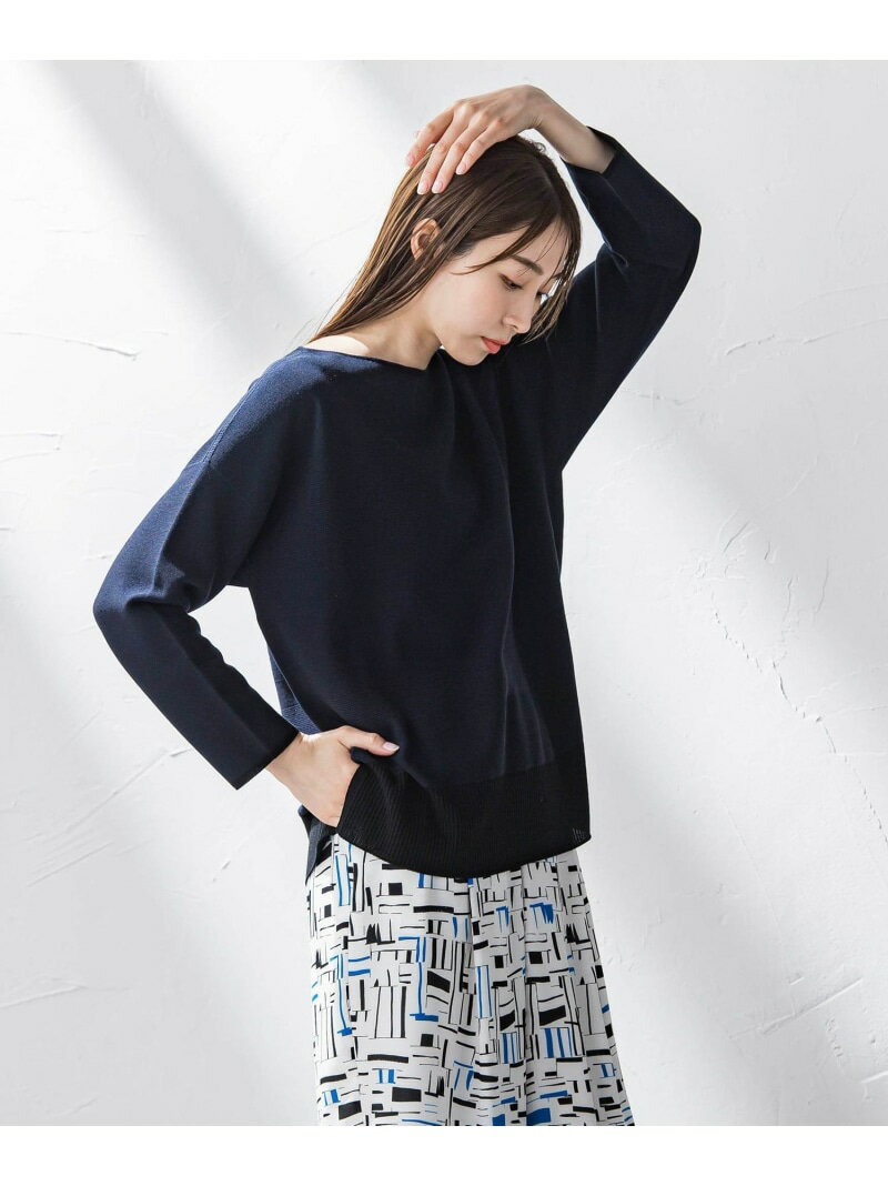 【大きいサイズ】コットンベースニット≪手洗い可能≫ la.f... ラ・エフ トップス ニット ホワイト ネイビー ベージュ【送料無料】[Rakuten Fashion]