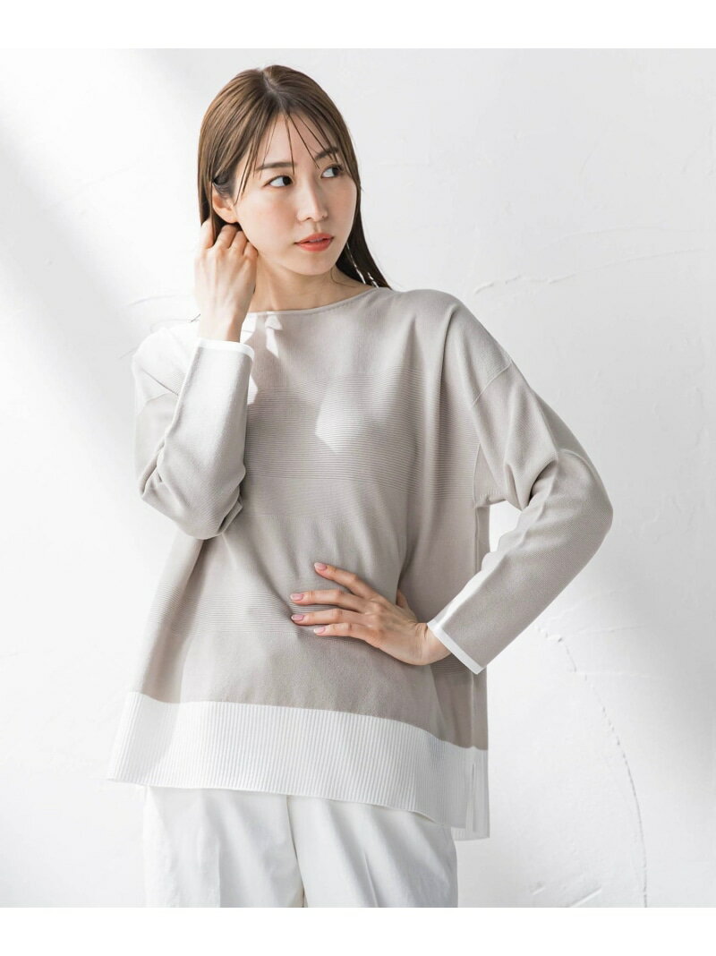 【大きいサイズ】コットンベースニット≪手洗い可能≫ la.f... ラ・エフ トップス ニット ホワイト ネイビー ベージュ【送料無料】[Rakuten Fashion]