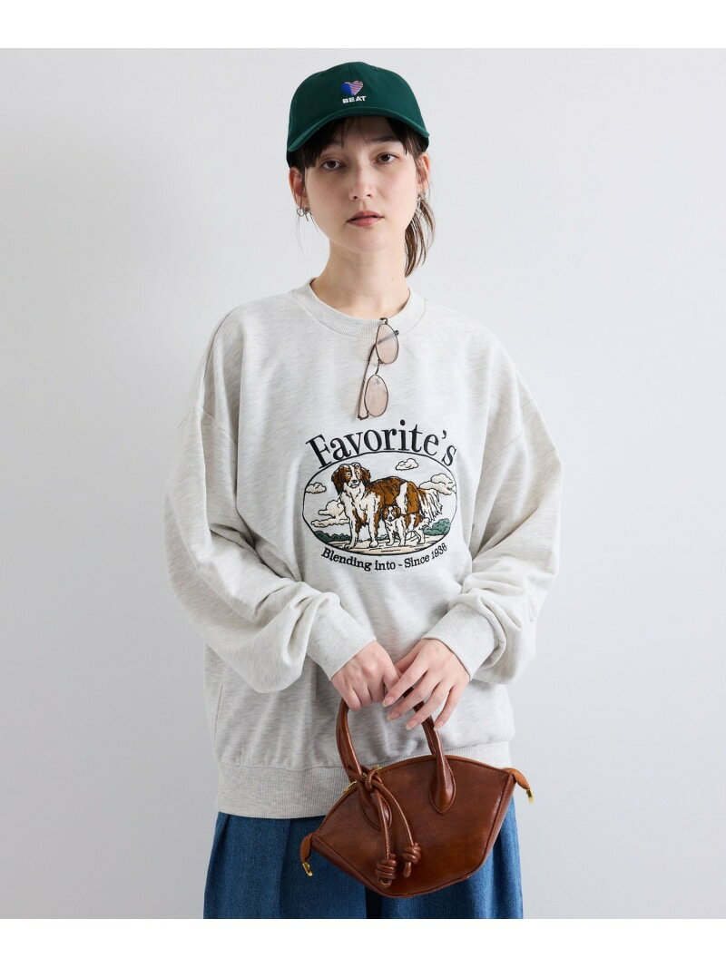 【SALE／30%OFF】【ENIM BY VICKY】アニマルネコ刺繍オーバーサイズゆるスウェット《洗濯機で洗える》 VICKY ビッキー トップス カットソー・Tシャツ カーキグリーン ホワイト【RBA_E】【送料無料】[Rakuten Fashion]のサムネイル