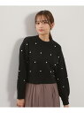 パールドットニットプルオーバー≪手洗い可能≫ QUEENS COURT クイーンズコート トップス ニット ブラック ホワイト【送料無料】[Rakuten Fa...