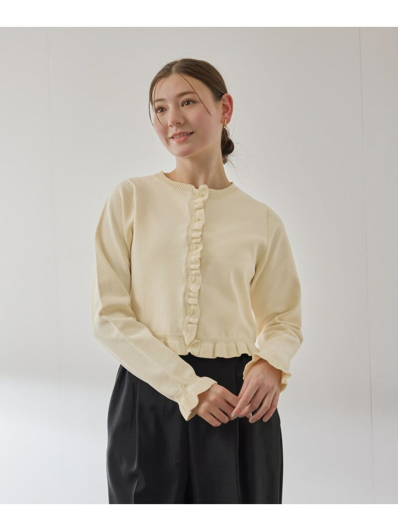 Rakuten - 【SALE／30%OFF】スポンディッシュニットフリルカーディガン≪手洗い可能≫ QUEENS COURT クイーンズコート トップス カーディガン ピンク ブラウン ブラック ホワイト【RBA_E】【送料無料】[Rakuten Fashion]