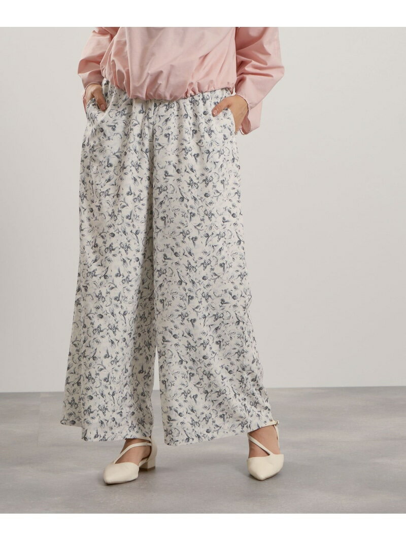 マルチフラワーイージーワイドパンツ≪手洗い可能≫ QUEENS COURT クイーンズコート パンツ その他のパンツ ブラック ホワイト パープル ネイビー【送料無料】[Rakuten Fashion]