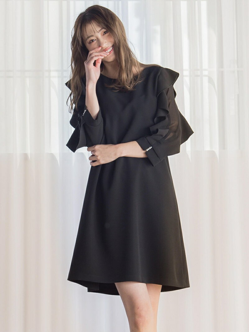 【SALE／50%OFF】【大きいサイズ】袖フリルミニワンピース QUEENS COURT クイーンズコート ワンピース シャツワンピース ブルー ブラック ピンク【RBA_E】【送料無料】[Rakuten Fashion]