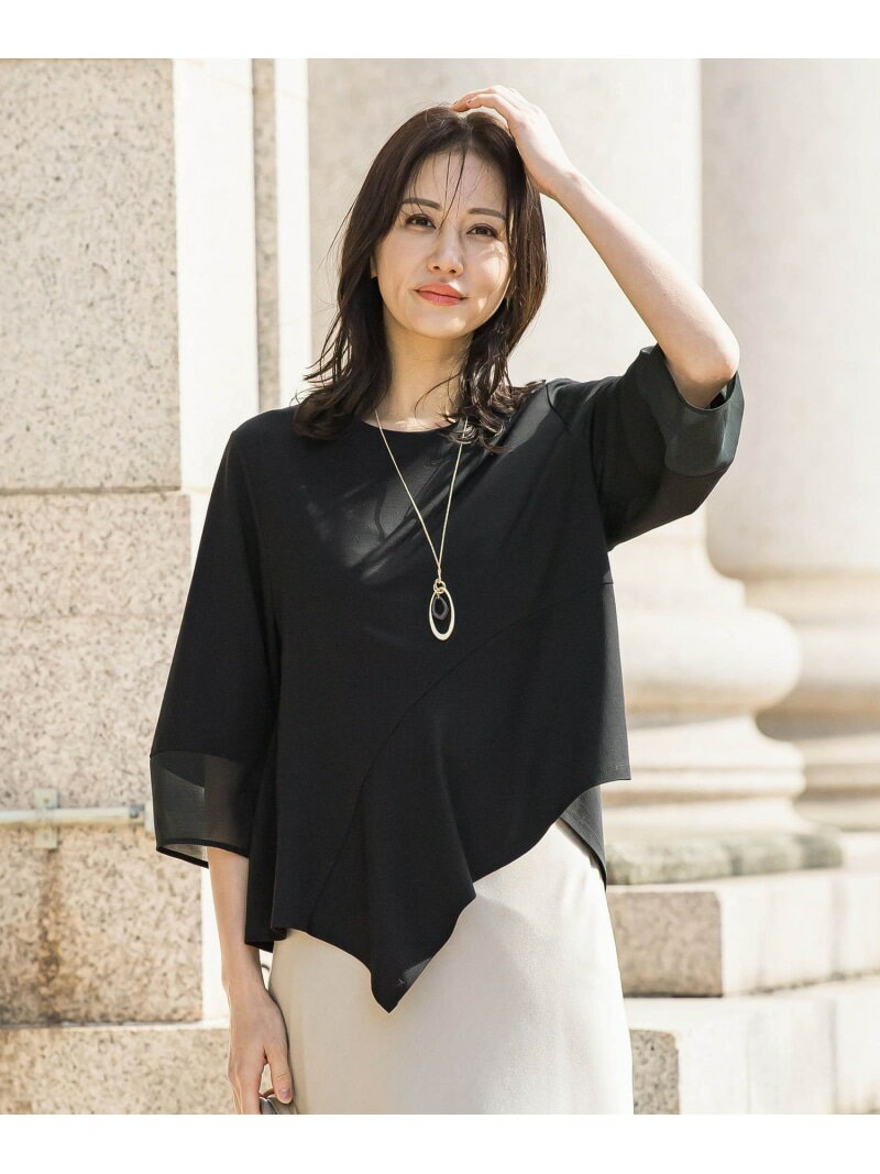 オーガンジーアシメヘムカットソー LAUTREAMONT ロートレアモン トップス カットソー・Tシャツ ブラック ホワイト【送料無料】[Rakuten Fashion]