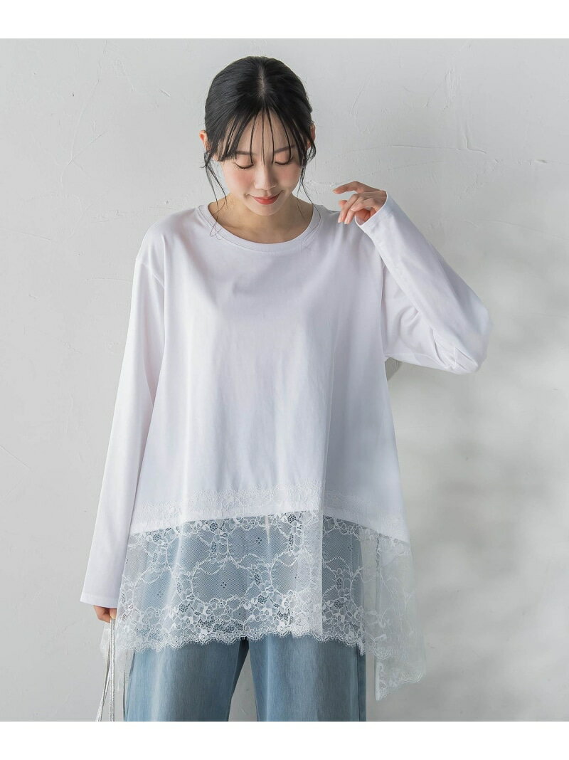 Rakuten - 【SALE／10%OFF】レースコンビカットソー Droite lautreamont ドロワット・ロートレアモン トップス カットソー・Tシャツ ブラック ホワイト【RBA_E】【送料無料】[Rakuten Fashion]