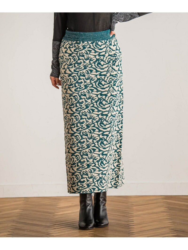 【SALE／50%OFF】【WEB限定】ダマスク柄ニットスカート≪洗濯機で洗える≫ Droite lautreamont ドロワット・ロートレアモン スカート その他のスカート グリーン ブラック グレー【RBA_E】【送料無料】[Rakuten Fashion]