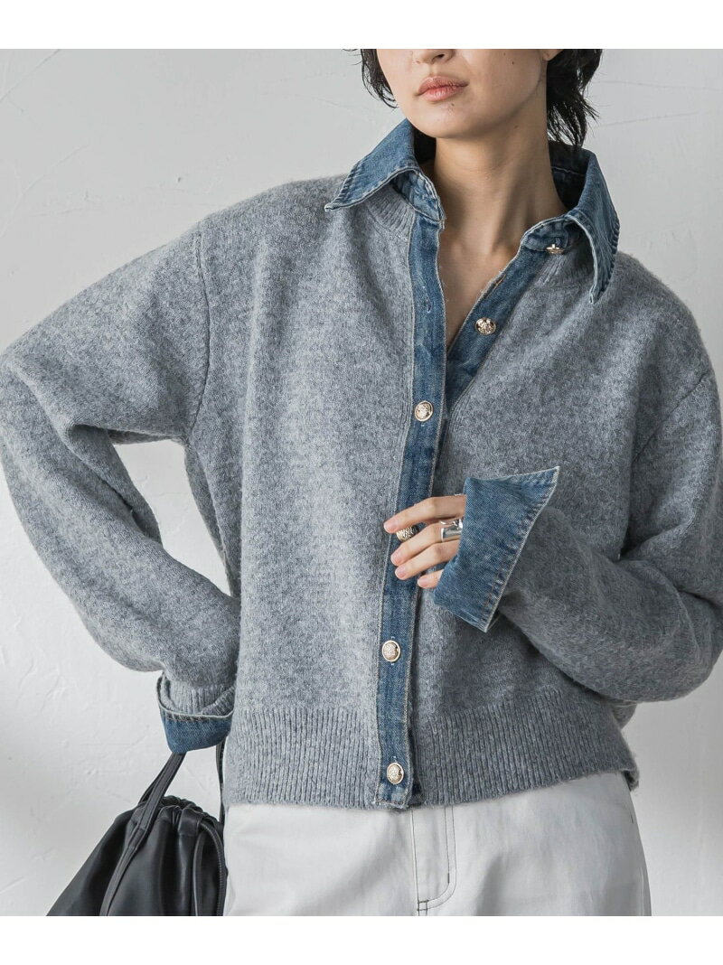 【新色追加】デニムレイヤード風カーディガン≪手洗い可能≫ MAYSON GREY メイソングレイ トップス ニット グレー【送料無料】[Rakuten Fashion]