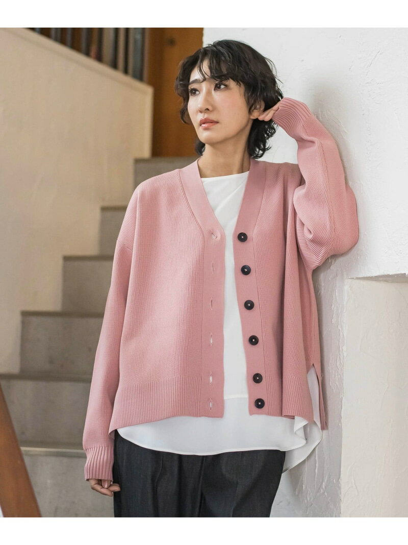 【大きいサイズ/WEB限定カラーあり】スポンディッシュニットカーディガン la.f... ラ・エフ トップス カーディガン グリーン ベージュ パープル グレー ピンク【送料無料】[Rakuten Fashion]