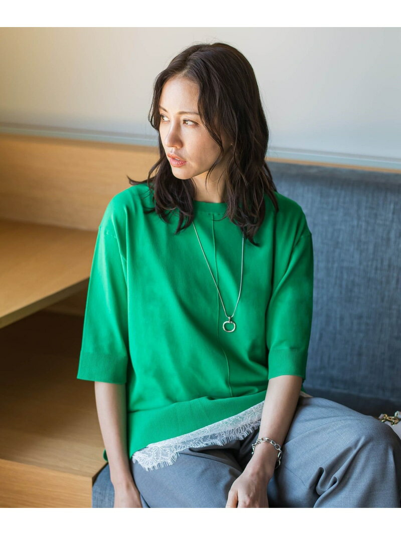 Crew Neck - 肘まで隠れるUVクルーネックニット≪WEB限定サイズ11号/WEB限定カラーあり/洗える≫ LAUTREAMONT ロートレアモン トップス ニット ブラウン ベージュ グリーン ネイビー ホワイト パープル オレンジ ブルー【送料無料】[Rakuten Fashion]