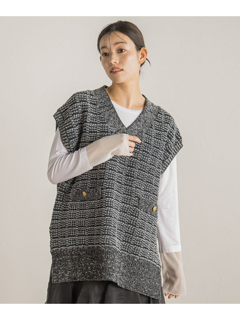 Rakuten - 【SALE／50%OFF】JQニットベスト≪手洗い可能≫ Droite lautreamont ドロワット・ロートレアモン トップス ニット ベージュ ホワイト ブラック【RBA_E】【送料無料】[Rakuten Fashion]