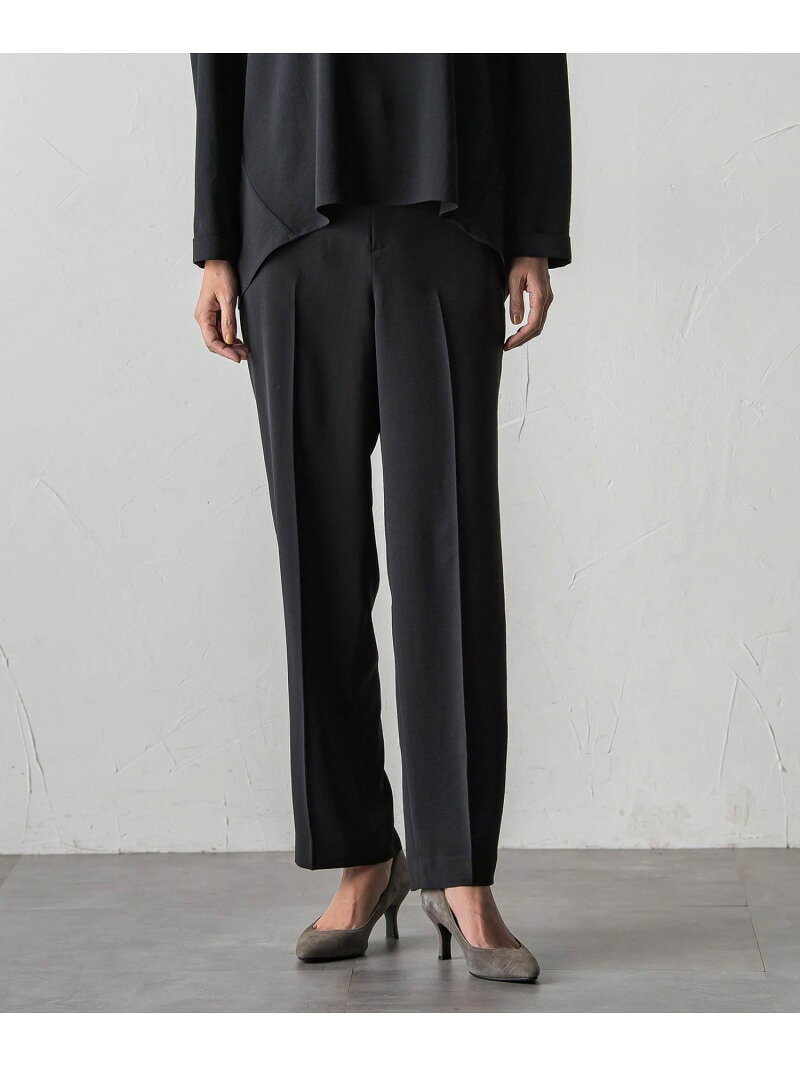 ハイストレッチカルゼストレートパンツ la.f... ラ・エフ パンツ その他のパンツ ブラック グレー【送料無料】[Rakuten Fashion]