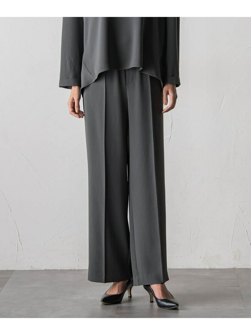 ハイストレッチカルゼワイドパンツ la.f... ラ・エフ パンツ その他のパンツ グレー ブラック【送料無料】[Rakuten Fashion]