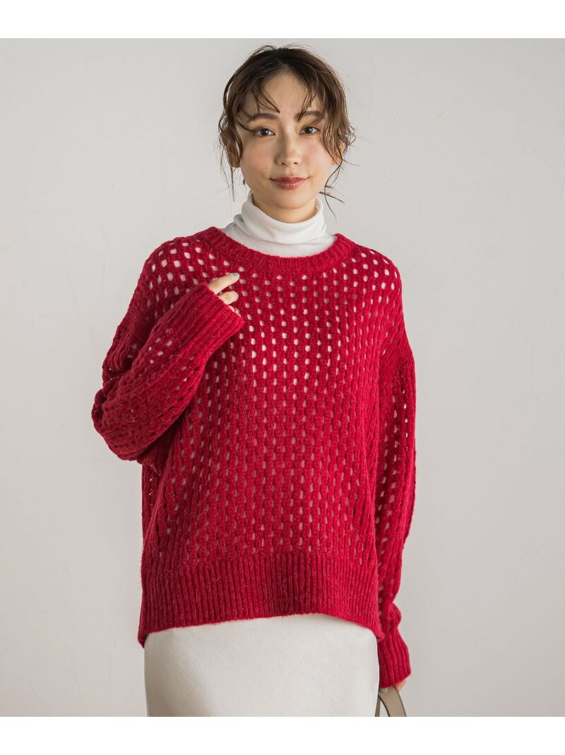 メッシュガラプルオーバー≪手洗い可能≫ Droite lautreamont ドロワット・ロートレアモン トップス ニット イエロー ホワイト レッド