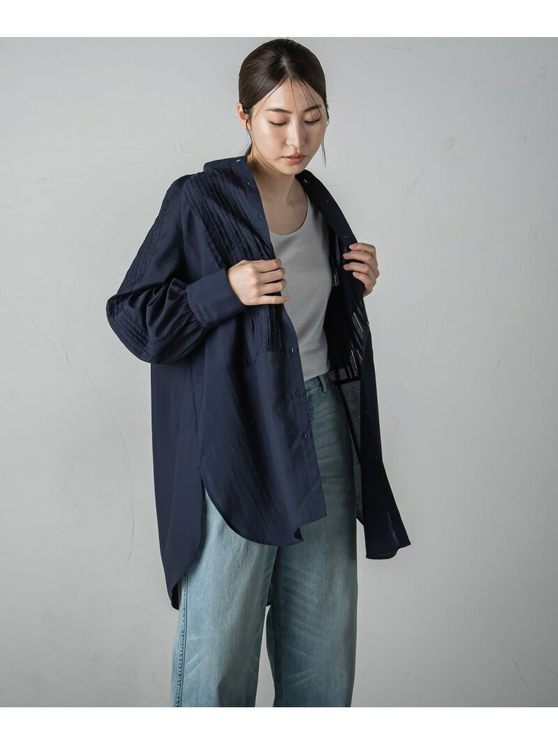 【SALE／50%OFF】【大きいサイズ】ECOブライトローン撥水ブラウス≪洗濯機で洗える/紫外線防止≫ la.f... ラ・エフ トップス シャツ・ブラウス イエロー ホワイト ネイビー【RBA_E】【送料無料】[Rakuten Fashion](4)