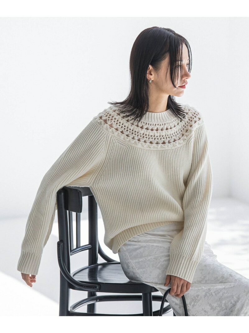 透かし編みノルディックガラニット LAUTREAMONT ロートレアモン トップス ニット ホワイト ブラック【送料無料】[Rakuten Fashion]