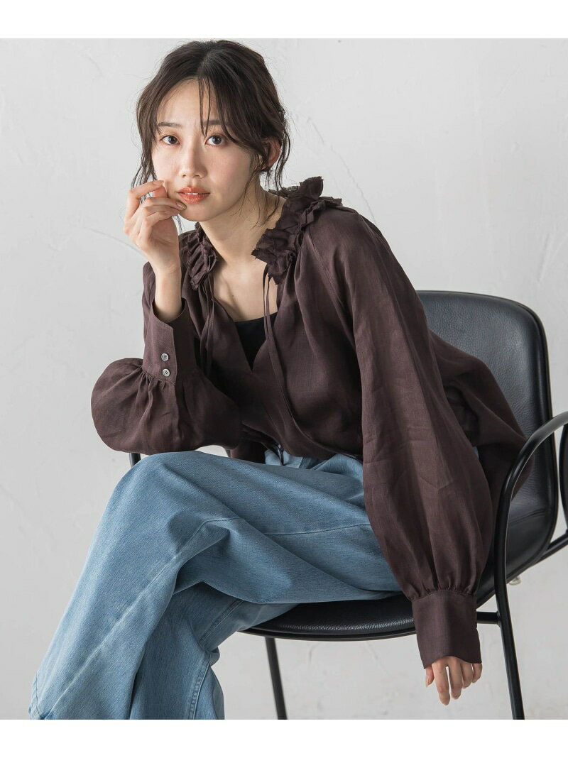 ラスターラミーカルゼブラウス Droite lautreamont ドロワット・ロートレアモン トップス シャツ・ブラウス ブラウン オレンジ ブルー