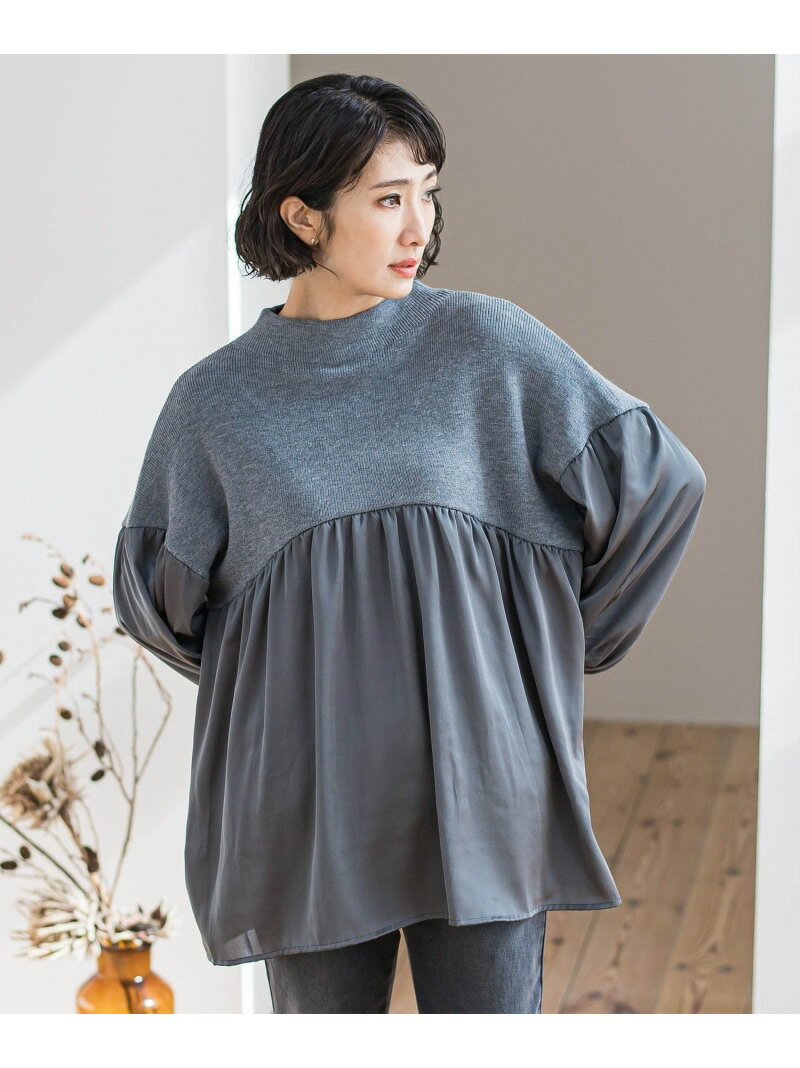 【SALE／10%OFF】【WEB限定】"1枚でサマになる"ふんわりドッキングニット la.f... ラ・エフ トップス ニット ブラック【RBA_E】【送料無料】[Rakuten Fashion]