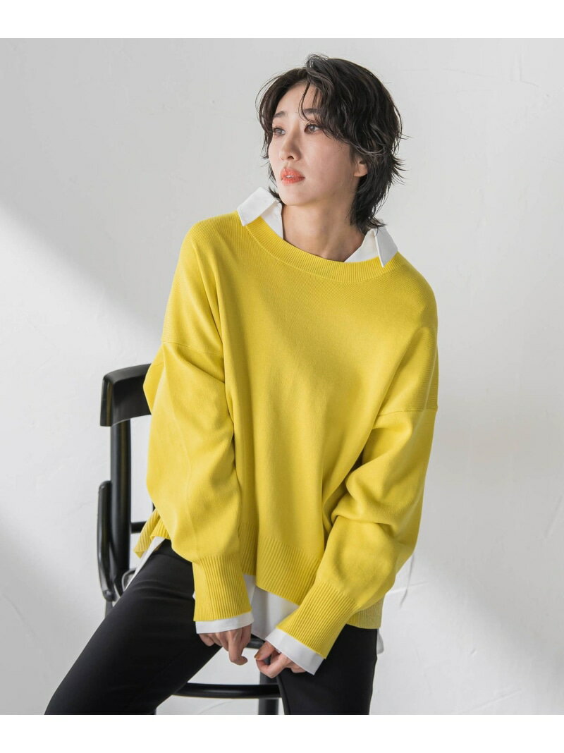 【SALE／5%OFF】【WEB限定/新色追加】"3コーデが叶う2点セット"ニット*シャツ la.f... ラ・エフ トップス ニット イエロー ブラック ホワイト【RBA_E】【送料無料】[Rakuten Fashion]