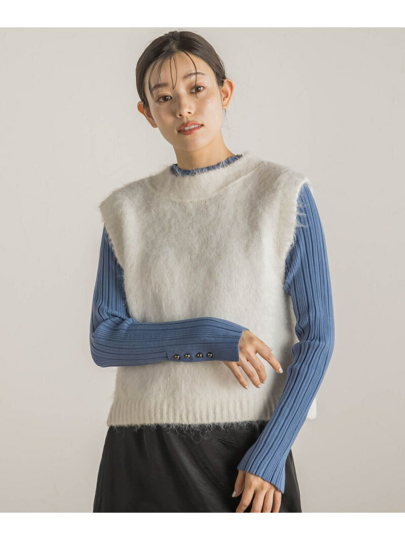 Rakuten - 【SALE／40%OFF】シャギーベスト≪手洗い可能≫ Droite lautreamont ドロワット・ロートレアモン トップス ニット グレー ホワイト【RBA_E】【送料無料】[Rakuten Fashion]